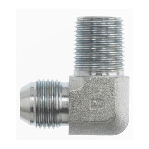 Steel, JIS B0202 Flare Male BSPT 90° Elbow, 1/4" Male JIS x 1/8" Male BSPT 30°