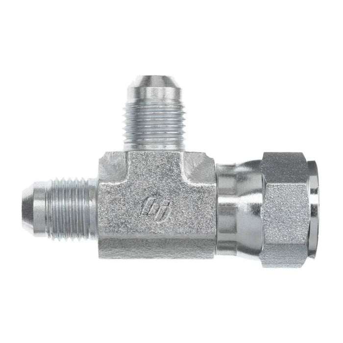 Steel, JIS B0202 Flare Swivel Run Tee, 1/2" Male JIS x 1/2" Female JIS Swivel x 1/2" Male JIS