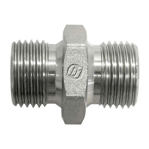 Stainless Steel, ISO 1179 BSPP Port/Line Union, 1-11 Male BSPP 60° Line/Port x 3/8-19 Male BSPP 60° Line/Port