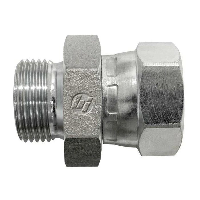 Steel, ISO 1179 BSPP Port/Line Swivel Connector, 1-11 Male BSPP 60° Line/Port x 3/8-19 Female BSPP Swivel