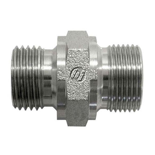 Steel, ISO 1179 BSPP Port/Line Male Metric Port/Line Hex Nipple, 1-11 Male BSPP 60° Line/Port x M22X1.5 Male Metric 60° Line/Port