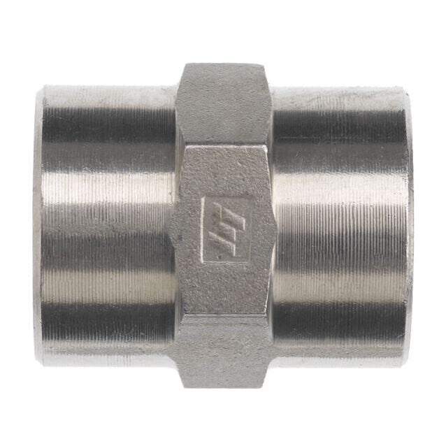 Stainless Steel, ISO 7-1 (Type R) BSPT Coupling, 3/4" Female BSPT x 3/4" Female BSPT