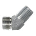 Steel, ISO 8434-6 60° Cone Male BPST 45° Elbow, 1-1/2-11 Male BSPP 60° x 1-1/2" Male BSPT 30°