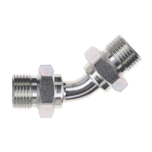 Steel, ISO 8434-6 60° Cone Male BSPP Union 45° Swept Elbow, 1-1/4-11 Male BSPP 60° x 1-1/4-11 Male BSPP 60°