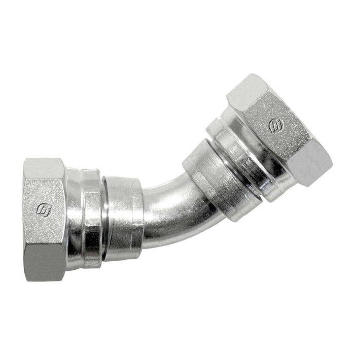 Steel, ISO 8434-6 60° Cone Female BSPP Swivel Union 45° Swept Elbow, 1-1/4-11 Female BSPP Swivel x 1-1/4-11 Female BSPP Swivel