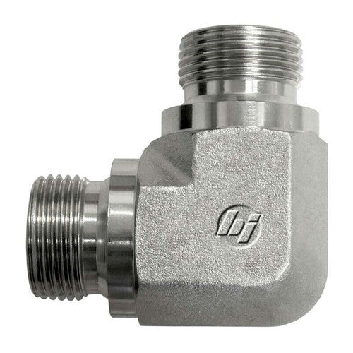 Steel, ISO 8434-6 60° Cone Male BSPP Union 90° Forged Elbow, 3/4-14 Male BSPP 60° x 3/4-14 Male BSPP 60°