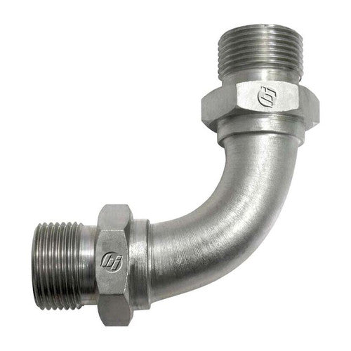 Steel, ISO 8434-6 60° Cone Male BSPP Union 90° Swept Elbow, 1-1/2-11 Male BSPP 60° x 1-1/2-11 Male BSPP 60°
