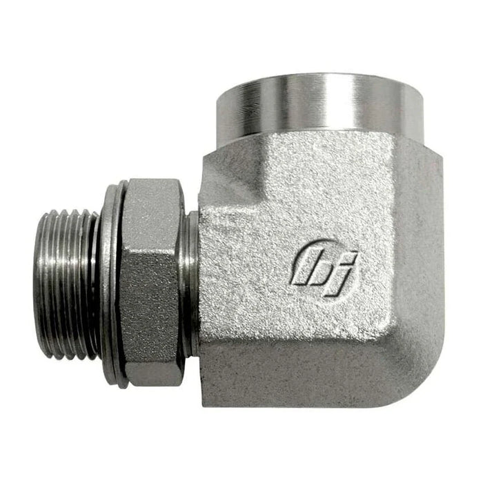 Steel, ISO 1179 Adjustable (Type H) Female BSPP Rigid Port 90° Elbow, 3/4-14 Male BSPP Adjustable ORR x 3/4-14 Female BSPP