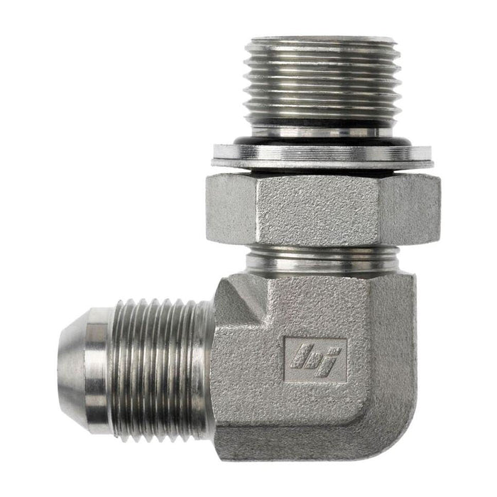 Steel, ISO 1179 Adjustable (Type H) Female BSPP Rigid Port 90° Elbow, 3/8-19 Male JIS x 3/8-19 Male BSPP Adjustable ORR