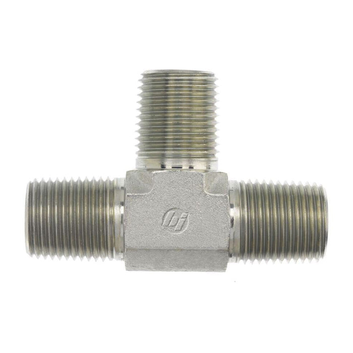 Stainless Steel, ISO 7-1 (Type R) BSPT Union Tee, 3/8" Male BSPT