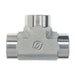 Stainless Steel, ISO 1179 Female BSPP Rigid Port Union Tee, 1/4-19 Female BSPP