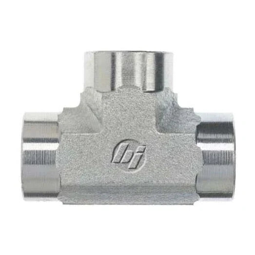 Stainless Steel, ISO 1179 Female BSPP Rigid Port Union Tee, 3/4-14 Female BSPP