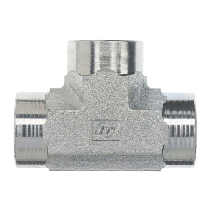Stainless Steel, ISO 7-1 (Type R) Female BSPT Rigid Pipe Union Tee, 1/2" Female BSPT