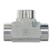 Stainless Steel, ISO 7-1 (Type R) Female BSPT Rigid Pipe Union Tee, 3/4" Female BSPT