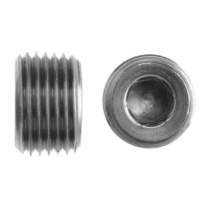 Steel, ISO 7-1 (Type R) BSPT Hollow Hex Plug, 1/8" Male BSPT
