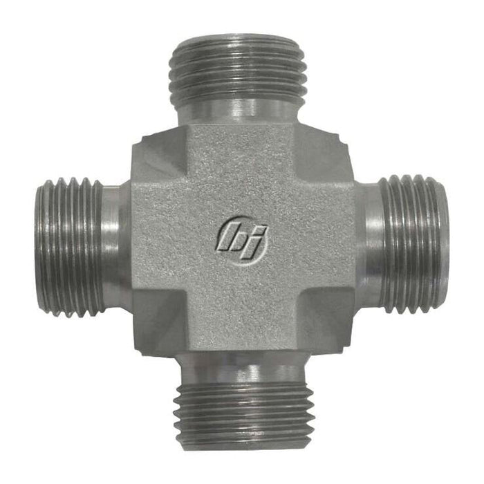 Steel, ISO 8434-6 60° Cone Male BSPP Union Cross, 1-11 Male BSPP 60°