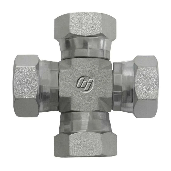 Steel, ISO 8434-6 60° Cone BSPP Swivel Union Cross, 2-11 Female BSPP Swivel
