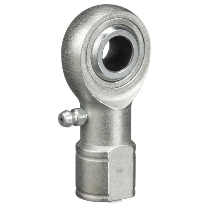 Rod Ends Precision Series Rod Ends 0.5000" ID Female Thread 1/2"-20 Thread Left Hand Thread Steel Body Corrosion Resistant Plated Body Heat Treated Body Chrome Plated 52100 Steel Ball Grease Fitting