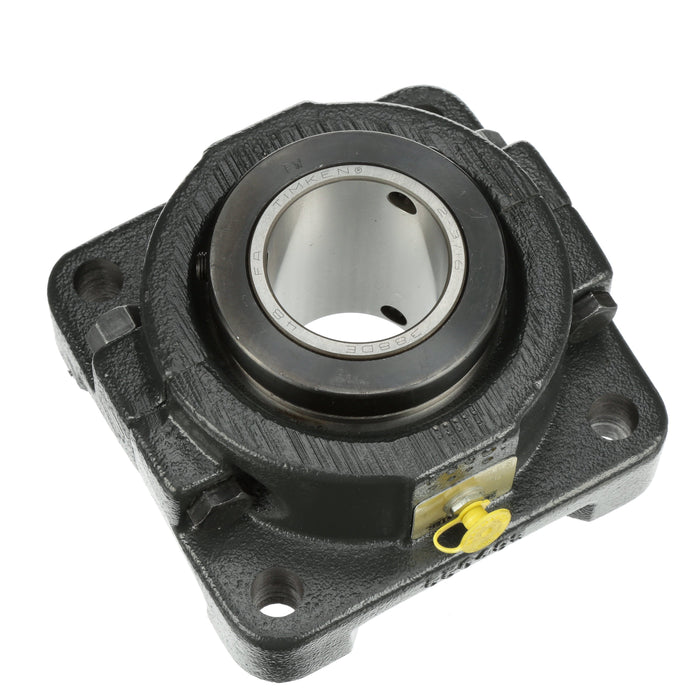 Sealmaster RFB 203 Mounted Tapered Roller Beearings, Black Oxide Bearing, 4 Bolt Flange Bearings, 2-3/16" Diameter, Cast Iron Housing, Two Set Screw Lock Collars, Felt Labyrinth Seal, 