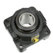 Sealmaster RFB 203 Mounted Tapered Roller Beearings, Black Oxide Bearing, 4 Bolt Flange Bearings, 2-3/16" Diameter, Cast Iron Housing, Two Set Screw Lock Collars, Felt Labyrinth Seal, 