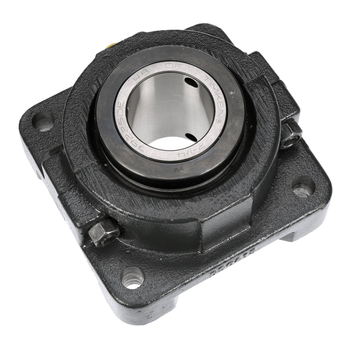 Sealmaster RFB 204C Mounted Tapered Roller Beearings, Black Oxide Bearing, 4 Bolt Flange Bearings, 2-1/4" Diameter, Cast Iron Housing, Two Set Screw Lock Collars, Contact Seal, 