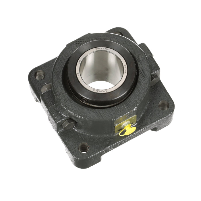 Sealmaster RFB 207C Mounted Tapered Roller Beearings, Black Oxide Bearing, 4 Bolt Flange Bearings, 2-7/16" Diameter, Cast Iron Housing, Two Set Screw Lock Collars, Contact Seal, 