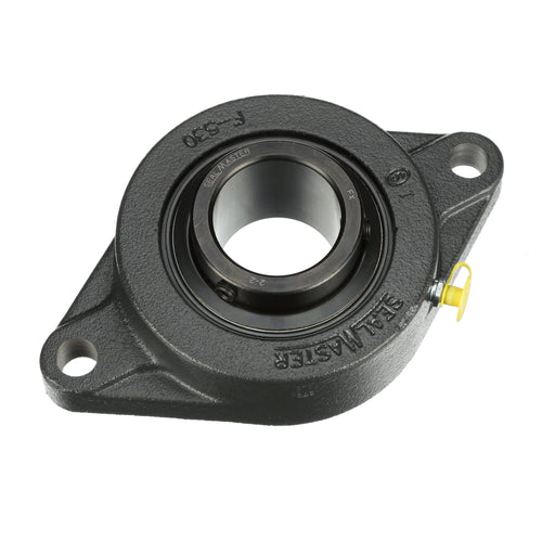 Sealmaster MSFT-32 Mounted Ball Bearings, Black Oxide Bearing, 2 Bolt Flange Bearings, 2" Diameter, Cast Iron Housing, Set Screw Locking, Felt Labyrinth Seal, Wide Inner Race