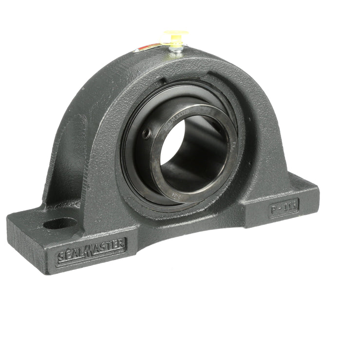 Sealmaster NP-36 Mounted Ball Bearings, Black Oxide Bearing, Pillow Block Bearings, 2-1/4" Diameter, Cast Iron Housing, Set Screw Locking, Felt Labyrinth Seal, Wide Inner Race