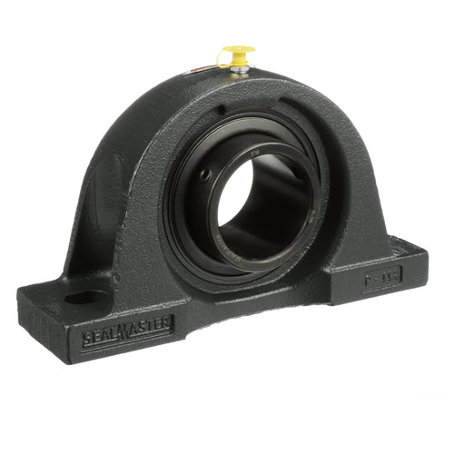 Sealmaster NP-38 Mounted Ball Bearings, Black Oxide Bearing, Pillow Block Bearings, 2-3/8" Diameter, Cast Iron Housing, Set Screw Locking, Felt Labyrinth Seal, Wide Inner Race