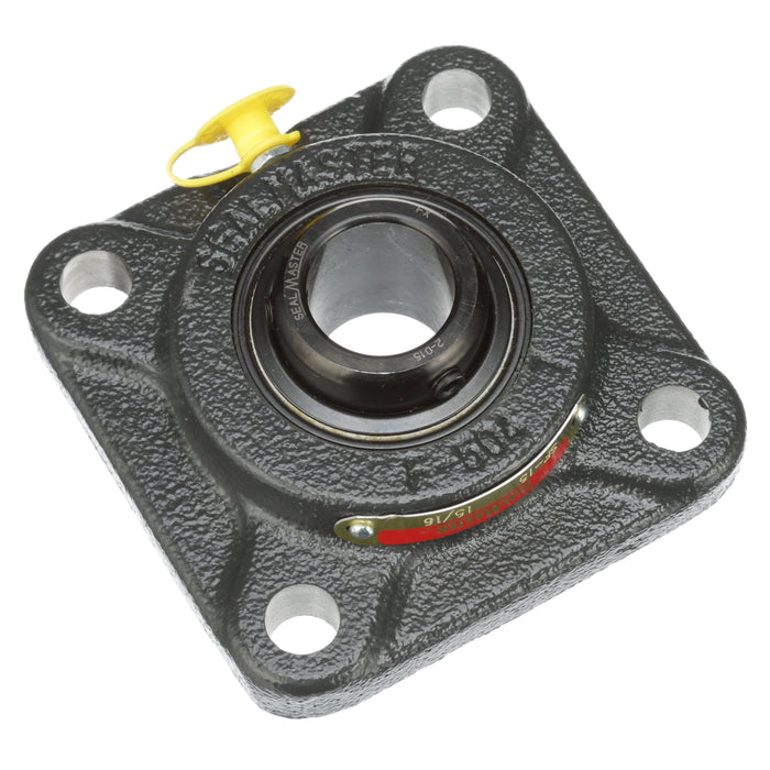 Sealmaster SF-15 HT Mounted Ball Bearings, Black Oxide Bearing, 4 Bolt Flange Bearings, 15/16" Diameter, Cast Iron Housing, Set Screw Locking, Nomex Seal, High Temperature Seal, High Temperature Grease, Wide Inner Race