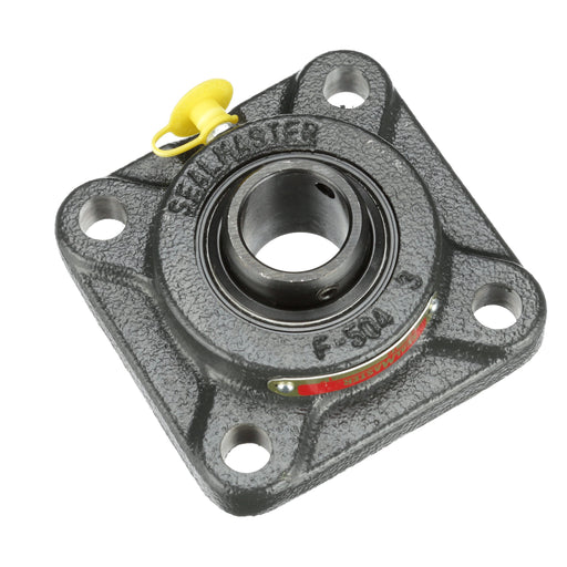 Sealmaster SF-16 Mounted Ball Bearings, Black Oxide Bearing, 4 Bolt Flange Bearings, 1" Diameter, Cast Iron Housing, Set Screw Locking, Felt Labyrinth Seal, Wide Inner Race