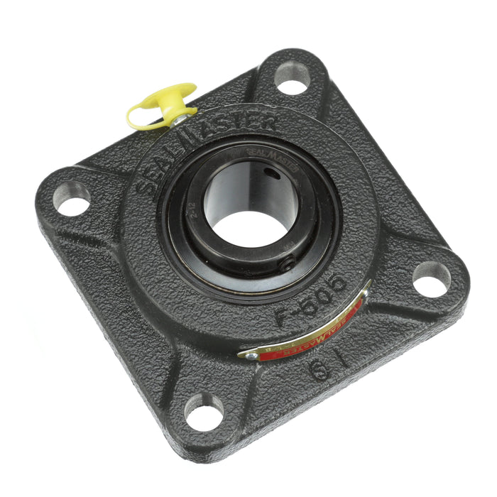 Sealmaster SF-18 HT Mounted Ball Bearings, Black Oxide Bearing, 4 Bolt Flange Bearings, 1-1/8" Diameter, Cast Iron Housing, Set Screw Locking, Nomex Seal, High Temperature Seal, High Temperature Grease, Wide Inner Race