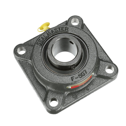 Sealmaster SF-24 Mounted Ball Bearings, Black Oxide Bearing, 4 Bolt Flange Bearings, 1-1/2" Diameter, Cast Iron Housing, Set Screw Locking, Felt Labyrinth Seal, Wide Inner Race