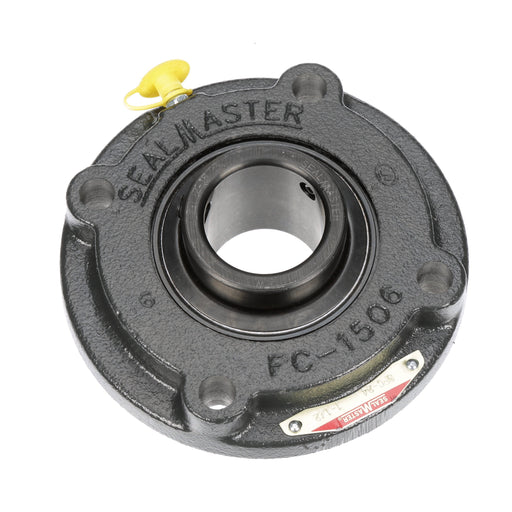 Sealmaster SFC-32 HT Mounted Ball Bearings, Black Oxide Bearing, 4 Bolt Piloted Flange Bearings, 2" Diameter, Cast Iron Housing, Set Screw Locking, Nomex Seal, High Temperature Seal, High Temperature Grease, Wide Inner Race