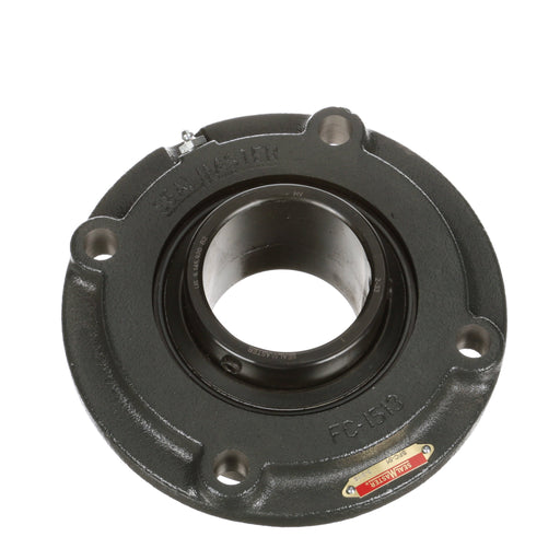 Sealmaster SFC-51 Mounted Ball Bearings, Black Oxide Bearing, 4 Bolt Piloted Flange Bearings, 3-3/16" Diameter, Cast Iron Housing, Set Screw Locking, Felt Labyrinth Seal, Wide Inner Race