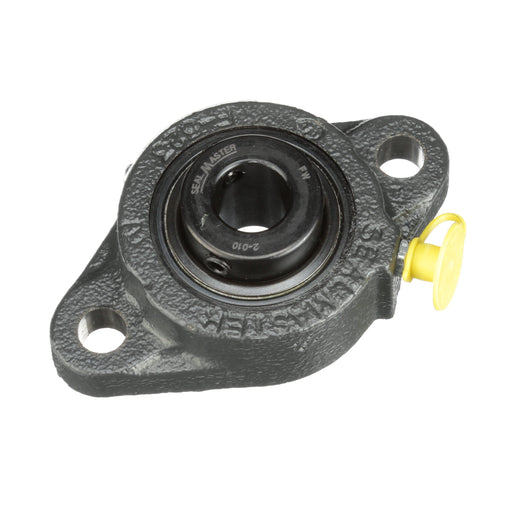 Sealmaster SFT-10 Mounted Ball Bearings, Black Oxide Bearing, 2 Bolt Flange Bearings, 5/8" Diameter, Cast Iron Housing, Set Screw Locking, Felt Labyrinth Seal, Wide Inner Race