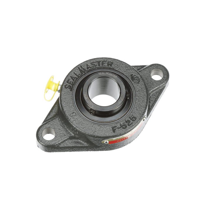 Sealmaster SFT-18 Mounted Ball Bearings, Black Oxide Bearing, 2 Bolt Flange Bearings, 1-1/8" Diameter, Cast Iron Housing, Set Screw Locking, Felt Labyrinth Seal, Wide Inner Race