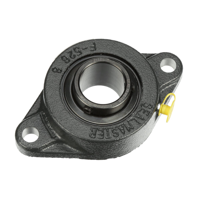 Sealmaster SFT-23 Mounted Ball Bearings, Black Oxide Bearing, 2 Bolt Flange Bearings, 1-7/16" Diameter, Cast Iron Housing, Set Screw Locking, Felt Labyrinth Seal, Wide Inner Race