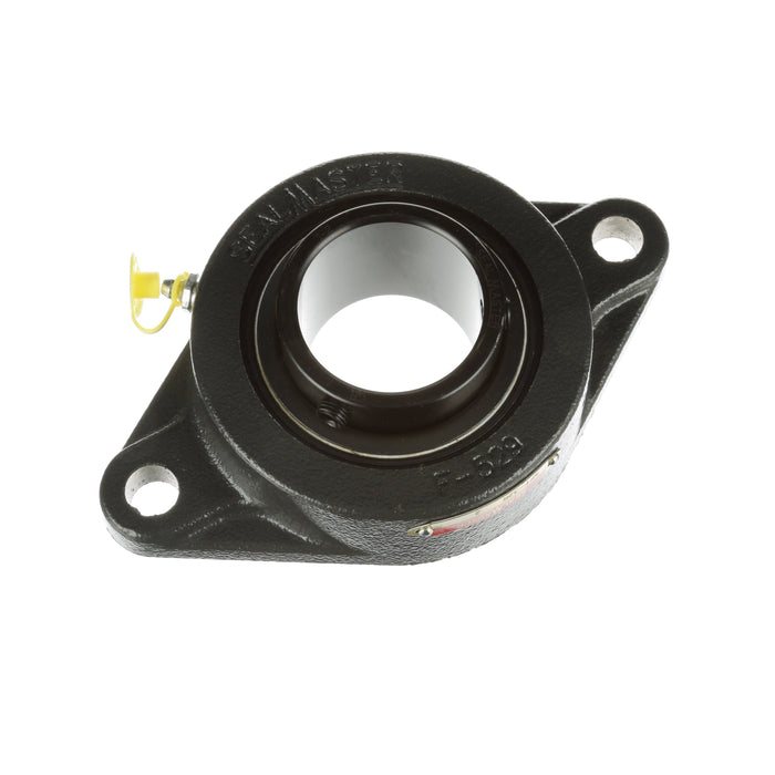 Sealmaster SFT-32R CXU Mounted Ball Bearings, Black Oxide Bearing, 2 Bolt Flange Bearings, 2" Diameter, Cast Iron Housing, Set Screw Locking, Felt Labyrinth Seal, Air Handling Housing Fit, Wide Inner Race