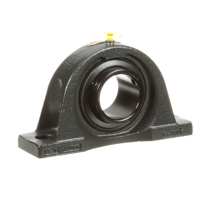 Sealmaster NPL-35 Mounted Ball Bearings, Black Oxide Bearing, Pillow Block Bearings, 2-3/16" Diameter, Cast Iron Housing, Set Screw Locking, Felt Labyrinth Seal, Wide Inner Race