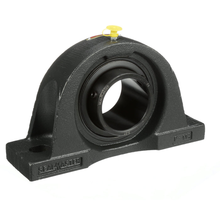 Sealmaster NPL-39 Mounted Ball Bearings, Black Oxide Bearing, Pillow Block Bearings, 2-7/16" Diameter, Cast Iron Housing, Set Screw Locking, Felt Labyrinth Seal, Wide Inner Race