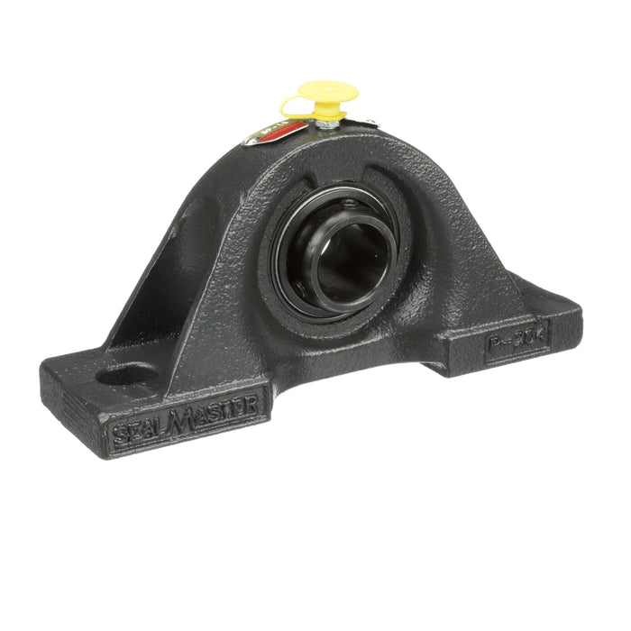 Sealmaster SP-16 Mounted Ball Bearings, Black Oxide Bearing, Pillow Block Bearings, 1" Diameter, Cast Iron Housing, Set Screw Locking, Felt Labyrinth Seal, Wide Inner Race