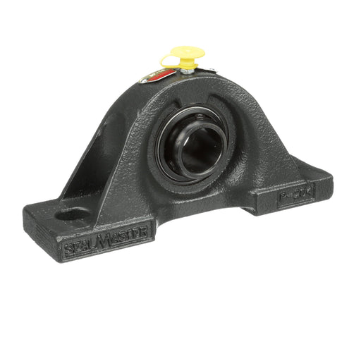 Sealmaster SP-16 W Mounted Ball Bearings, Black Oxide Bearing, Pillow Block Bearings, 1" Diameter, Cast Iron Housing, Set Screw Locking, Felt Labyrinth Seal, Adapter and Grease Fitting, Wide Inner Race