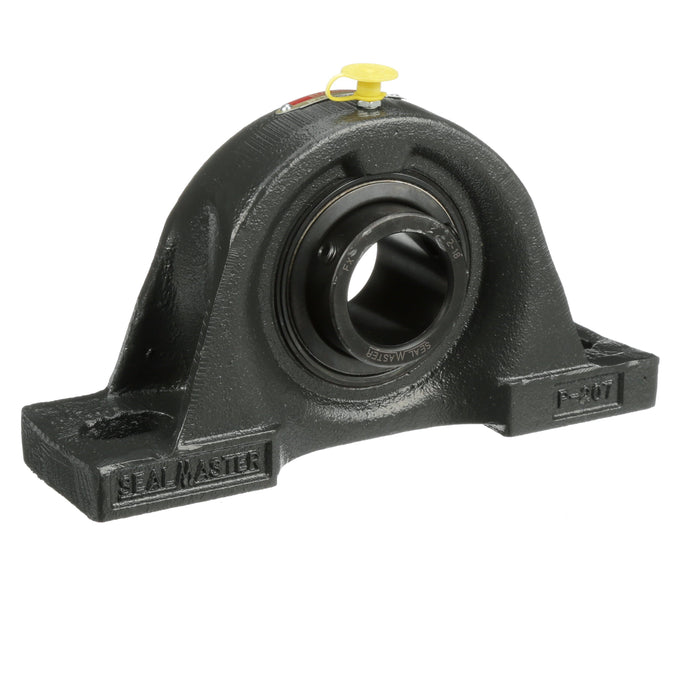 Sealmaster SP-24 Mounted Ball Bearings, Black Oxide Bearing, Pillow Block Bearings, 1-1/2" Diameter, Cast Iron Housing, Set Screw Locking, Felt Labyrinth Seal, Wide Inner Race