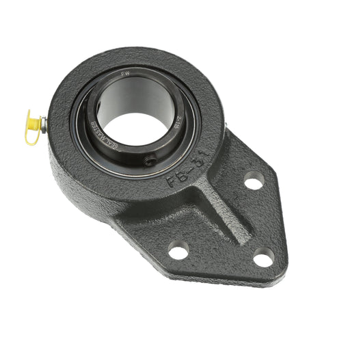 Sealmaster FB-31 Mounted Ball Bearings, Black Oxide Bearing, 3 Bolt Flange Bracket Bearings, 1-15/16" Diameter, Cast Iron Housing, Set Screw Locking, Felt Labyrinth Seal, Wide Inner Race