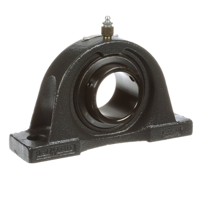 Sealmaster NP-35 VL Mounted Ball Bearings, Black Oxide Bearing, Pillow Block Bearings, 2-3/16" Diameter, Cast Iron Housing, Set Screw Locking, Felt Labyrinth Seal, High Temperature, Wide Inner Race