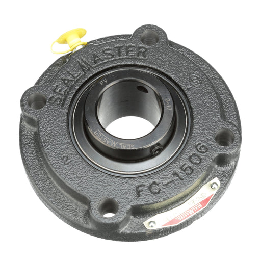 Sealmaster MFC-23 HT Mounted Ball Bearings, Black Oxide Bearing, 4 Bolt Piloted Flange Bearings, 1-7/16" Diameter, Cast Iron Housing, Set Screw Locking, Nomex Seal, High Temperature Seal, High Temperature Grease, Wide Inner Race