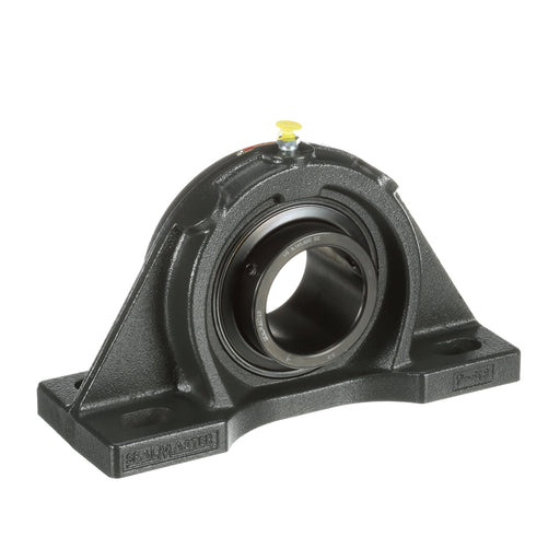 Sealmaster MSFPD-71 Mounted Ball Bearings, Black Oxide Bearing, 4 Bolt Pillow Block Bearings, 4-7/16" Diameter, Cast Iron Housing, Double Set Screw Locking, Felt Labyrinth Seal, Wide Inner Race