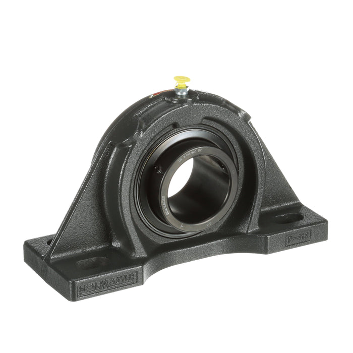 Sealmaster MFP-48 Mounted Ball Bearings, Black Oxide Bearing, 4 Bolt Pillow Block Bearings, 3" Diameter, Cast Iron Housing, Set Screw Locking, Felt Labyrinth Seal, Wide Inner Race