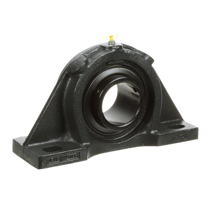 Sealmaster MFP-55 Mounted Ball Bearings, Black Oxide Bearing, 4 Bolt Pillow Block Bearings, 3-7/16" Diameter, Cast Iron Housing, Set Screw Locking, Felt Labyrinth Seal, Wide Inner Race